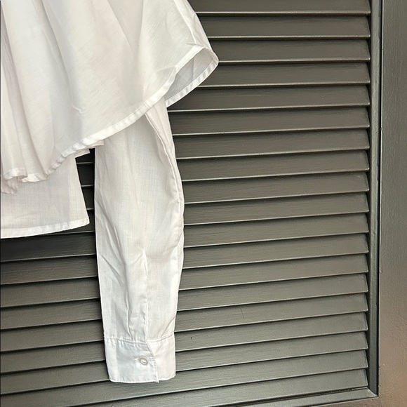 Khosi Nkosi African Elevated White Button Down Top with Ruffles, Size Small - Picture 8 of 16